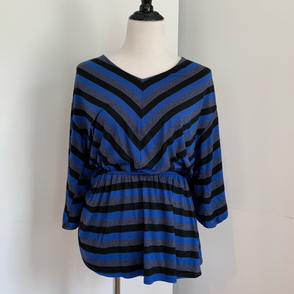 ELLA MOSS- Blue stripe peplum top - Picture 2 of 6